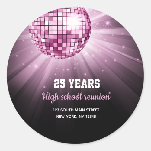 Disco ball pink classic round sticker