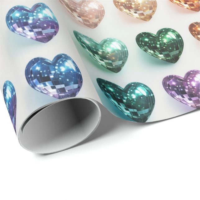Disco Ball Pride Hearts Gift Wrap (Roll Corner)