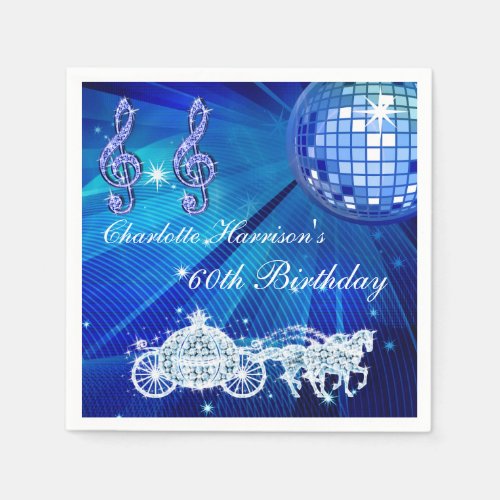 Disco Ball Princess Coach  Horses 60th Birthday Napkins