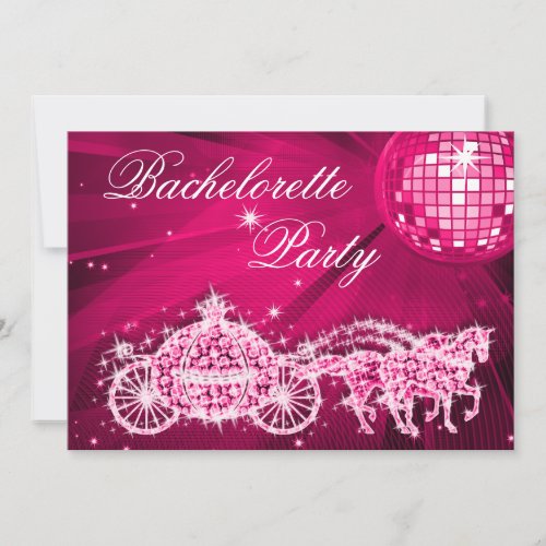 Disco Ball Princess Coach  Horses Bachelorette Invitation