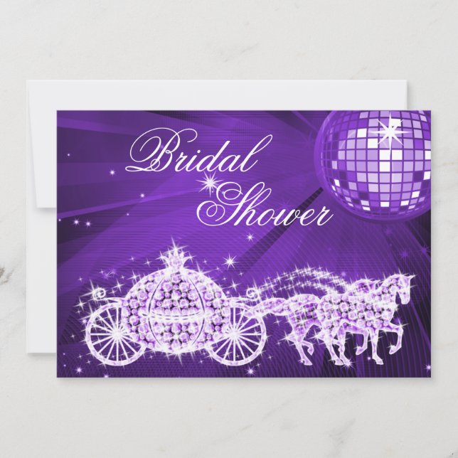 Disco Ball, Princess Coach & Horses Bridal Shower Invitation (Front)