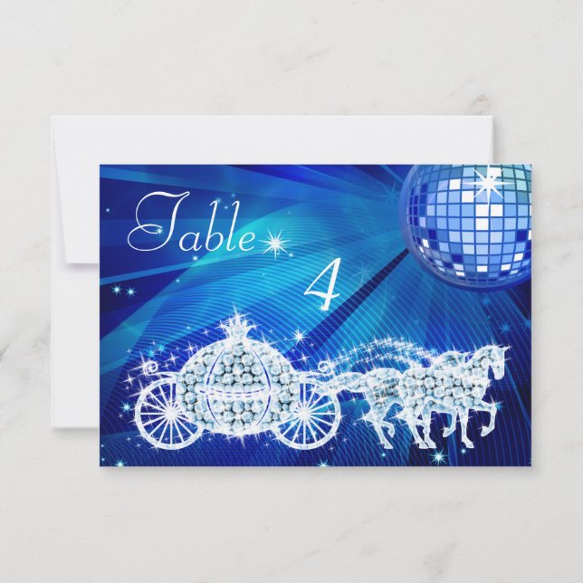Disco Ball, Princess Coach & Horses Double Sided Invitation (Back)