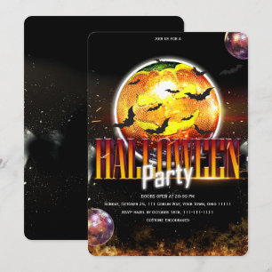 Disco Ball Pumpkin Spooky  Halloween Invitation