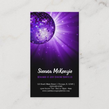 Disco Ball Purple Business Card by celebrationideas at Zazzle