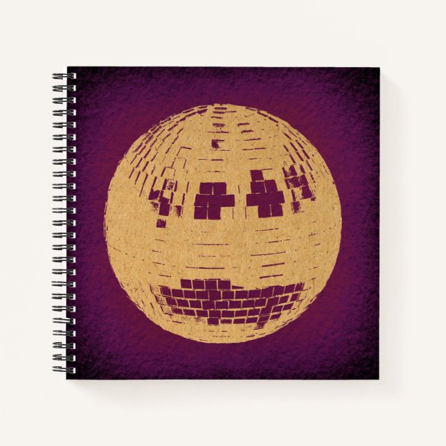 Disco Ball Purple & Gold Vintage Art Notebook (Front)