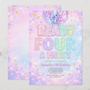 Disco Ball Ready FOUR a party  Birthday Invitation