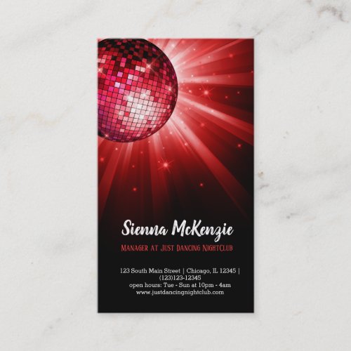 Disco ball red business card