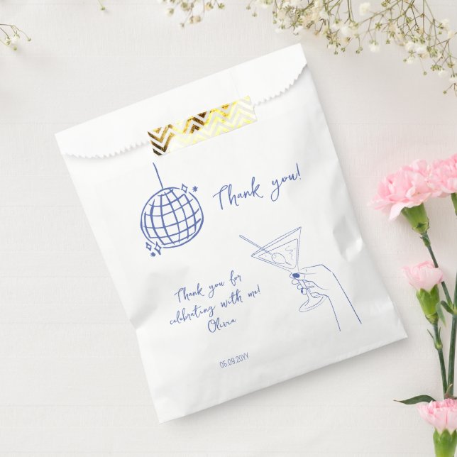 Disco Ball Retro Birthday cocktail thank you favor Bag (Sealed)