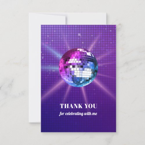 Disco Ball Retro Birthday Thank You Card