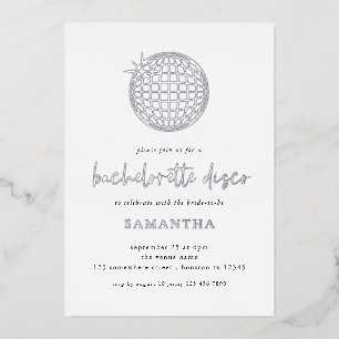 Disco Ball Script Bachelorette Party Real Foil Inv Foil Invitation