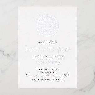 Disco Ball Script Bachelorette Party Real Foil Inv Invitation