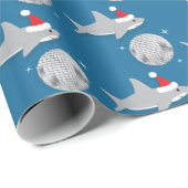 Disco Ball Shark Santa Ha Christmas Wrapping Paper (Roll Corner)