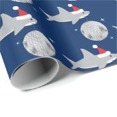 Disco Ball Shark Santa Hat Christmas Wrapping Paper (Roll Corner)