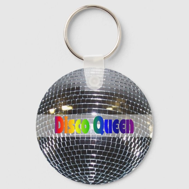 Disco Ball Shiny Silver | Disco Queen Retro 80s Keychain (Front)
