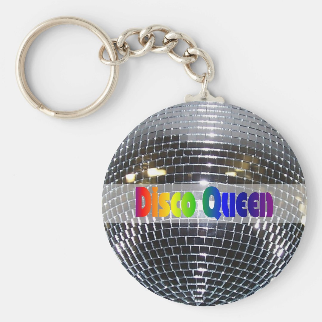 Disco Ball Shiny Silver | Disco Queen Retro 80s Keychain | Zazzle