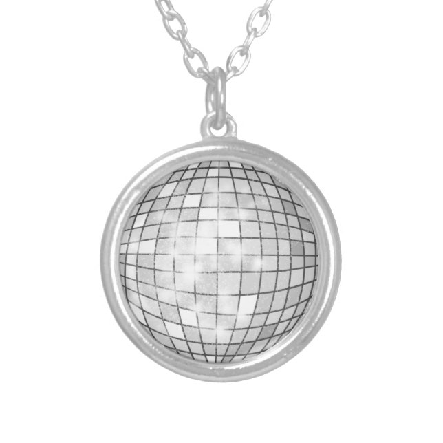 Disco Ball Silver Plated Necklace (Front)