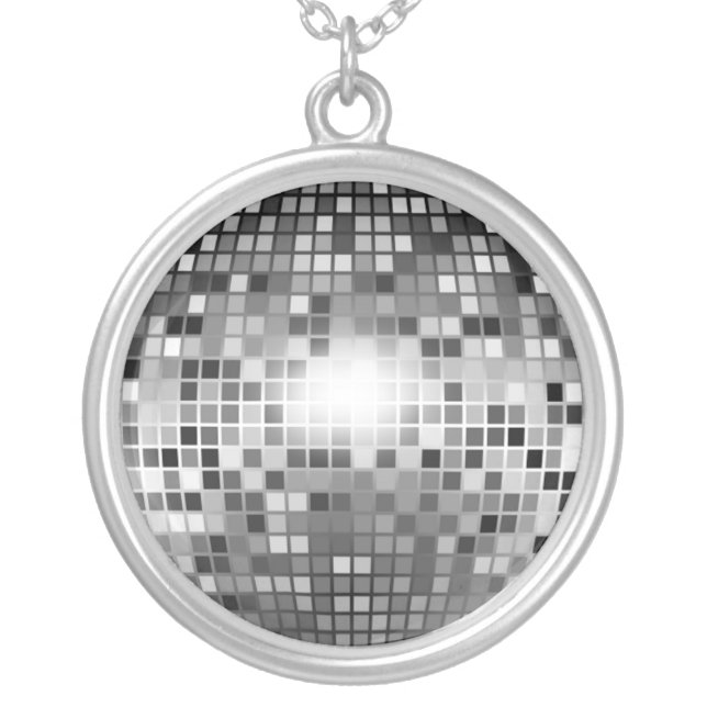 DISCO BALL SILVER PLATED NECKLACE (Front)