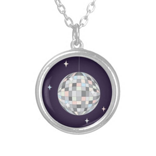 Disco Ball  Silver Plated Necklace