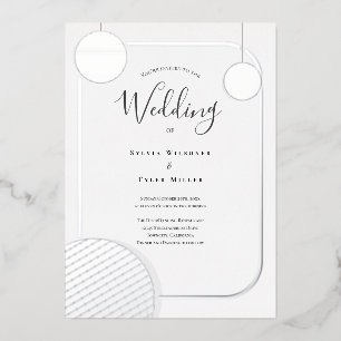 Disco Ball Silver Retro Wedding Foil Invitation