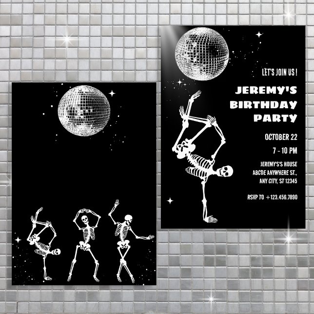 Disco ball skeleton dancing Invitation (Creator Uploaded)