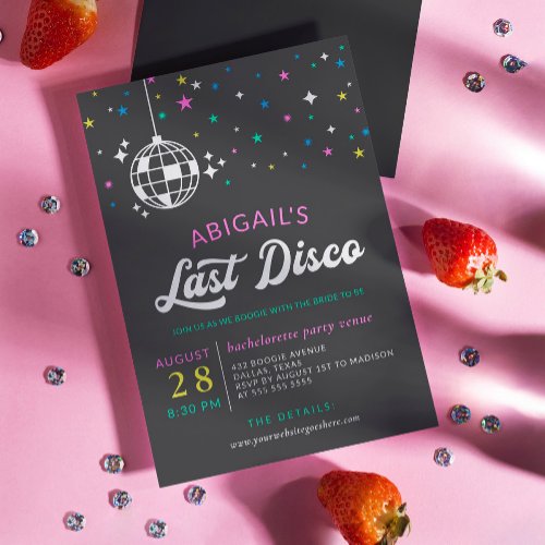 Disco Ball Stars Bachelorette Last Disco Invitation