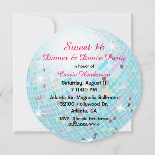 Disco Ball Sweet 16 Party Invitation