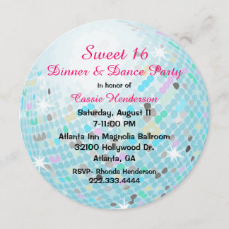 Disco Ball Sweet 16 Party Invitation