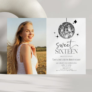 Disco Ball Sweet Sixteen 16th Birthday Party Invitation