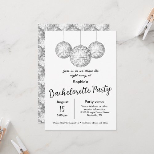 Disco Ball Themed Bachelorette Party Invitation