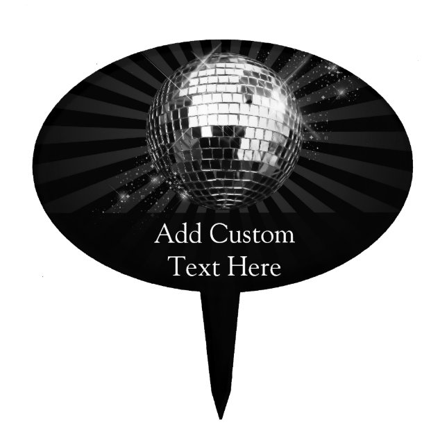 Disco Ball w/Black Background Cake Topper (Front)