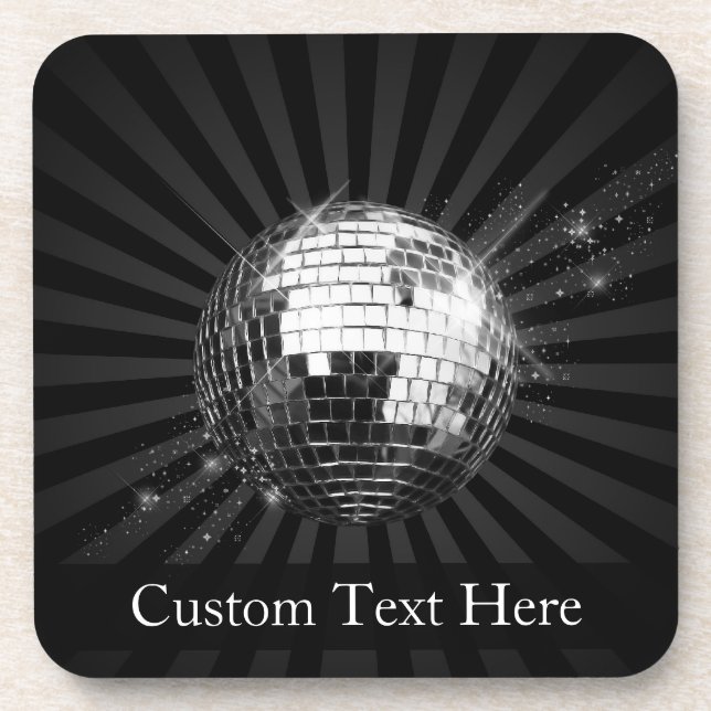 Disco Ball w/Black Background Drink Coaster (Front)