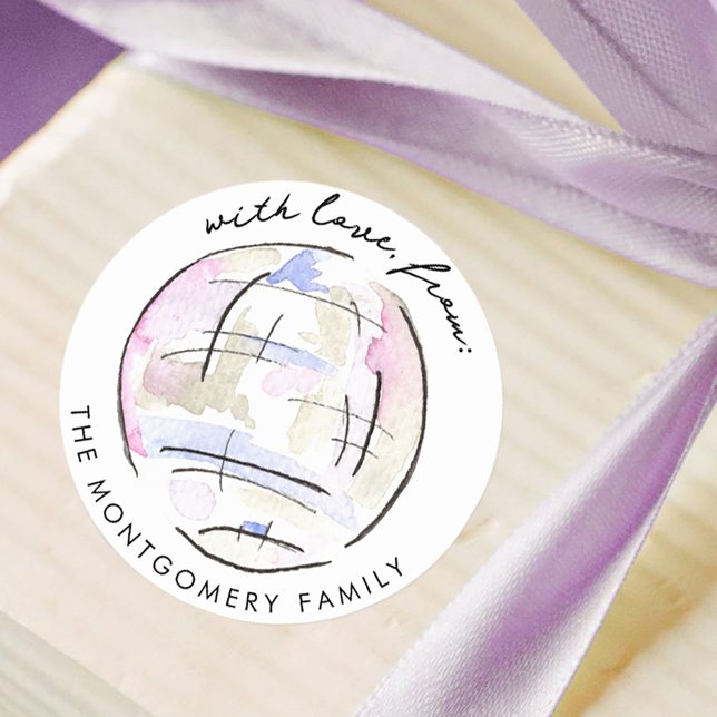 Disco Ball Watercolor Personalized Classic Round Sticker (Disco Ball Watercolor Personalized Classic Round Sticker Gift Tag)