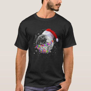 Disco Ball Wearing Christmas Santa Hat T-Shirt