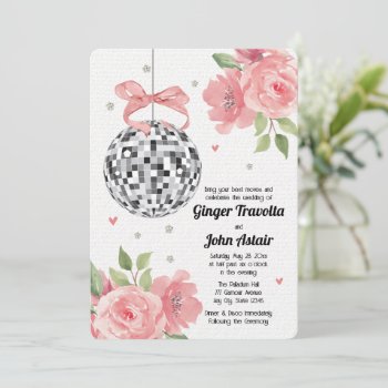 Disco Ball Wedding Invitations Pink Floral by OccasionInvitations at Zazzle