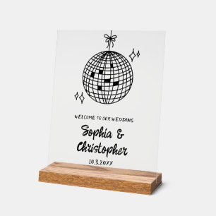 Disco Ball Welcome to Our Wedding Acrylic Sign