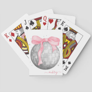 Disco Ball with Pink Bow Design personalized Poker Cards