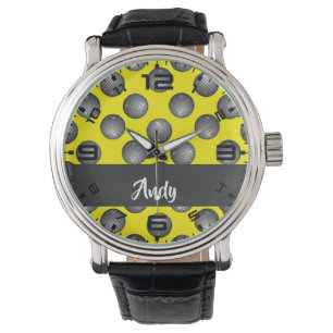 Disco ball yellow pattern watch