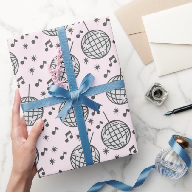 Disco Balls and Music Notes Pattern Wrapping Paper (Gifting)