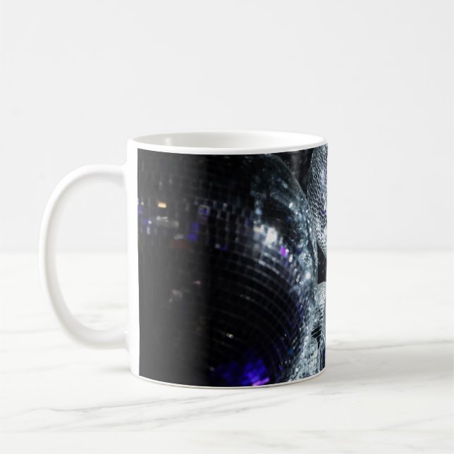 Disco Balls: Dark Party Atmosphere Coffee Mug (Left)