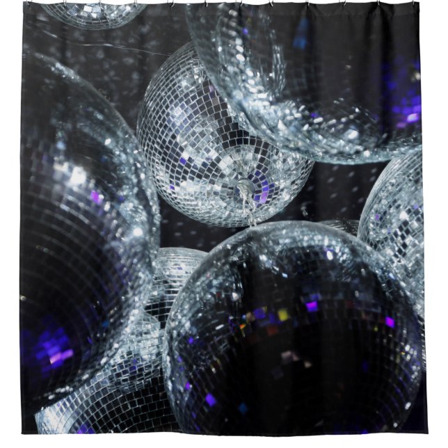 Disco Balls: Dark Party Atmosphere Shower Curtain (Front)