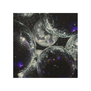 Disco Balls: Dark Party Atmosphere Wood Wall Art