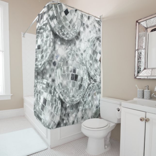 Disco Balls Glam #1 #retro #wall #art Shower Curtain (In Situ)