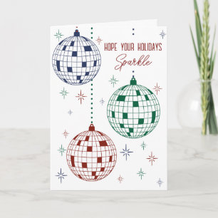 Disco Balls Ornaments Cute Contemporary Holiday Card