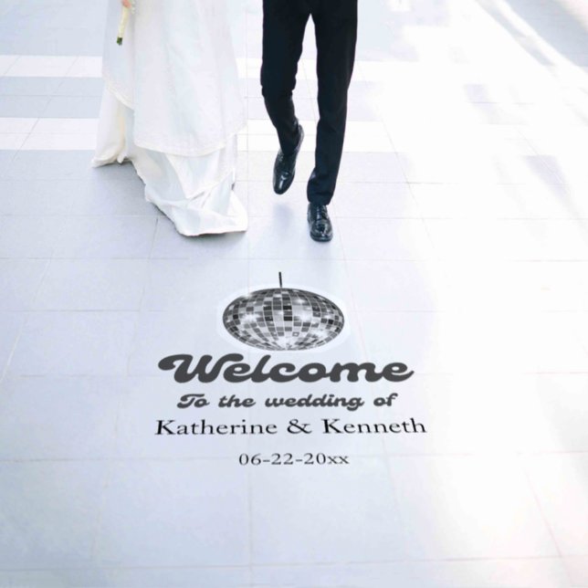 Disco Balls Welcome Wedding Floor Decals (Wedding)