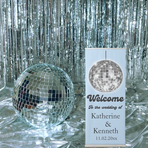 Disco Balls Welcome Wedding Retractable Banner