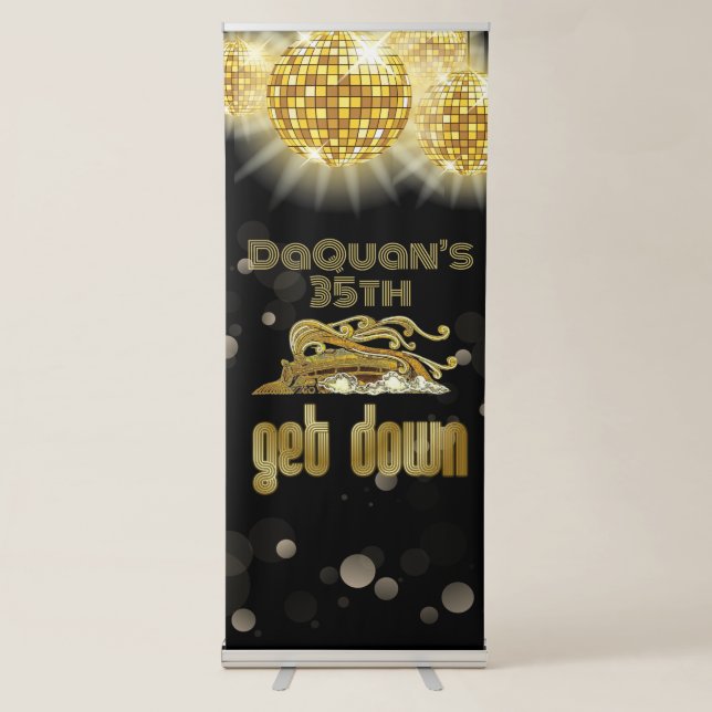 Disco Banner, Disco Party, Disco Backdrop Retractable Banner (Front)