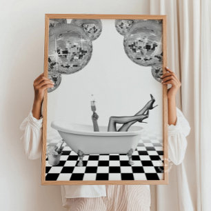 Disco Bathtub Bathroom Wall Art Print Poster