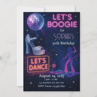 Disco Birthday Invitation, Editable Boogie Party Invitation