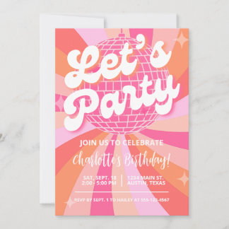 Disco Birthday Invite Girl, Retro Birthday Disco