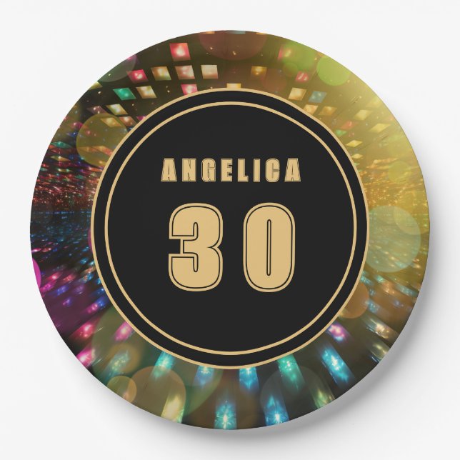 Disco Birthday Paper Plates (Front)